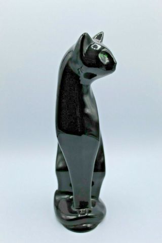 MCM Black Cat Statue Porcelain Vintage Art Mark Mid Century Cat Figure 11” 2