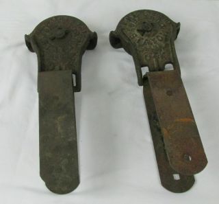 Antique Myers Stayon Barn Door Rollers Cast Iron Pair 1464
