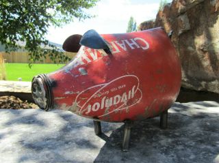 Rustic Small 11.  5 " Long Repurposed Recycled Scrap Metal Bottle Pig Statue Farm