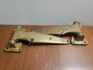 Antique Very Large Ice Box Door Gate Solid Brass Hinges Heavy Duty