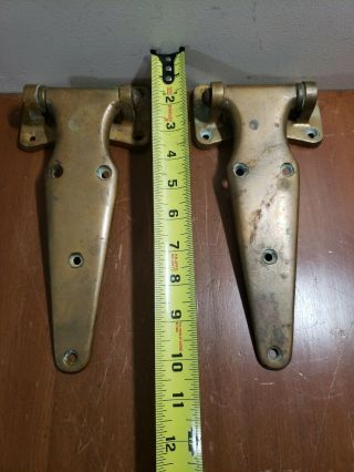 Antique Very Large Ice Box Door Gate Solid Brass Hinges Heavy Duty 2