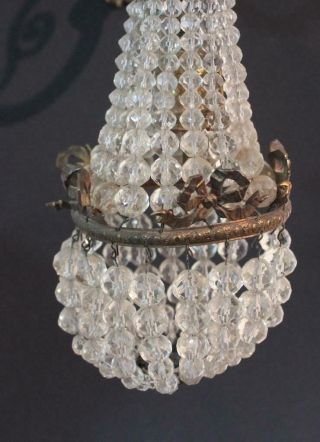 Antique French Emprire Gilt Bronze Sconce Light w/ Crystal Beaded Prisms 2