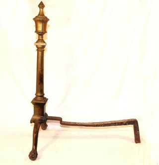 Antique Brass Ornate Andirons Paw Feet Fireplace Decor Accessories