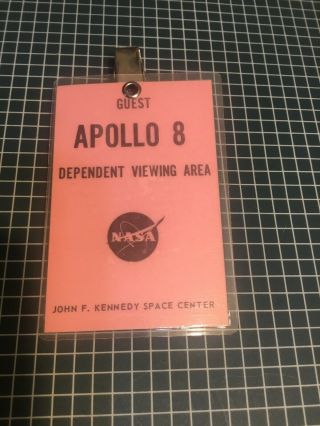 Nasa Issued Apollo 8 Guest Badge - Dependent Viewing Area