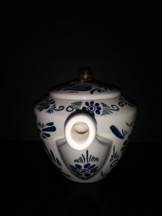 Los Castillo vintage te pot w/ silver flower finial Pottery Mid Century. 3