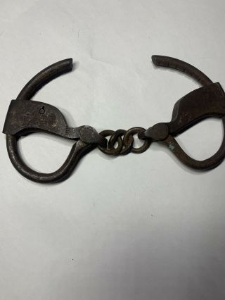 Tower Antique Handcuffs Fixed Size No Key Police Restraints Union Cuffs
