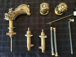 Vintage Artistic - Brass Gold Dolphin Faucet Nos (sherle Wagner Style)