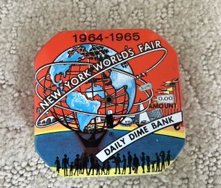 Vintage 1964 - 1965 York World’s Fair Daily Dime Bank Tin Litho Cond