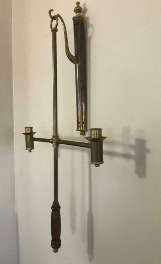 Vintage Brass Ceremonial Double Candle Holder Candleabra Wall Sconce Hanging