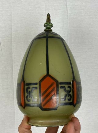 Mission Arts And Crafts Painted Glass Hanging Light Shade