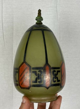 Mission Arts And Crafts Painted Glass Hanging Light Shade 2