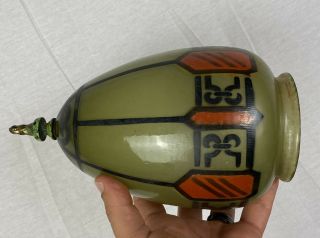 Mission Arts And Crafts Painted Glass Hanging Light Shade 3