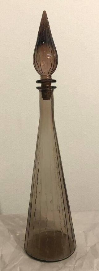 Vintage Italian Empoli Smoke Gray Genie Bottle/ Decanter.