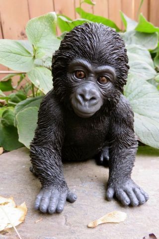 Baby Gorilla Figurine Statue Resin Pet 5.  5 " H Jungle Animal Ornament