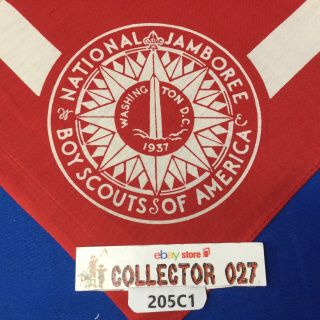 Boy Scout 1937 Natiohal Jamboree Red Full Square Neckerchief Washington Dc