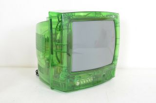 Vintage Zenith H13e05lg 13 " Color Tv Crt Television Clear Jungle Green Gaming