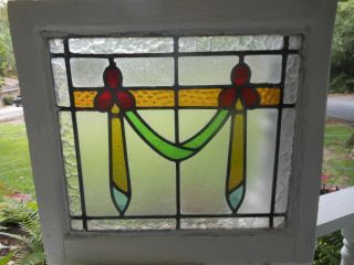 H - 7 - 335 Lovely Older English Leaded Stained Glass Window 19 1/2 " X 17 3/4 "