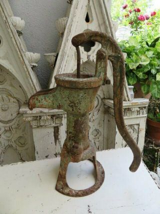 The Best Old Vintage Garden Cast Iron Country Farm House Water Pump Green & Rust
