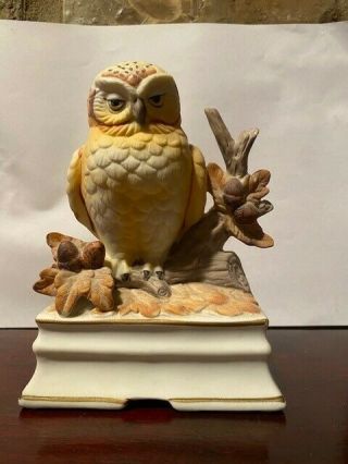 Towle Vintage Music Box Owl On Branch Fine Porcelain