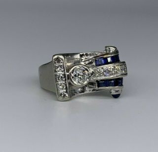 Antique Vintage Art Deco Ring Fine Engagement Ring 2ct Diamond 14k White Gold Fn