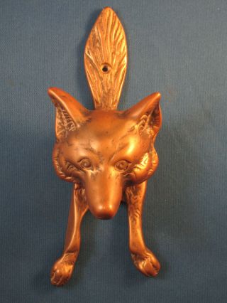 Vintage Cast Brass Figural Fox Door Knocker