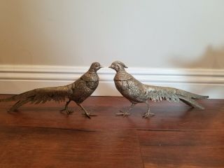 Vintage Large Metal Pheasant Birds Figurines Table Decoration