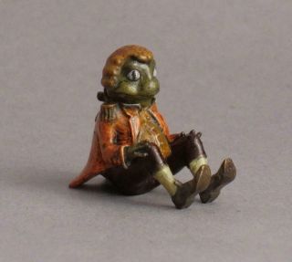 Vintage Cold Painted Bronze Miniature Frog Footman From Alice In Wonderland Toad