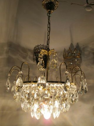 Antique Vintage Real Swarovski Crystal Chandelier Lamp 1960 