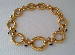 Vintage Signed Givenchy Ribbed Circle Link Bold Graduated Collar Necklace