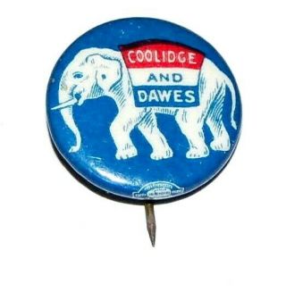 1924 Calvin Coolidge Charles Dawes Campaign Pin Pinback Badge Political Button