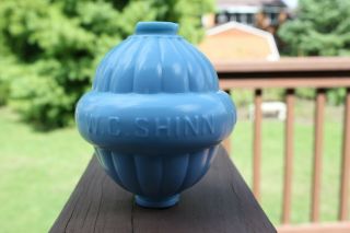Vintage W C Shinn Blue Glass Lightning Rod Globe Ball Lincoln Neb