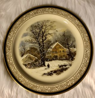Lenox Currier & Ives 1987“winter In The Country A Cold Morning” Christmas Plate