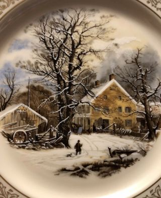 LENOX Currier & Ives 1987“Winter In The Country A Cold Morning” Christmas Plate 2