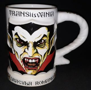 Vintage Halloween Dracula Vampire Transylvania Mug Hand Painted