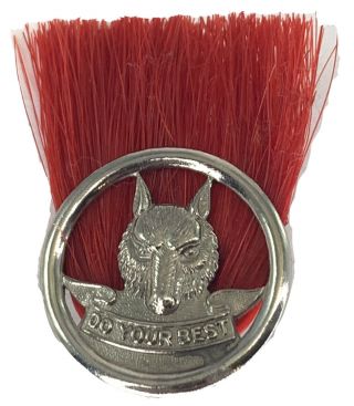 Boy Scout Wolf Club Red Plume Bristles Assistant Clubmaster Leader Hat Pin Rare