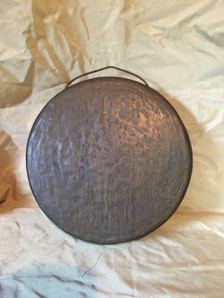 Antique Vintage Hand Hammered Chinese Buddhist Brass Gong Asian Oriental 12”