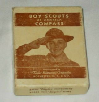 Vintage Bsa Boy Scouts Of America Taylor 1075 Bar Needle Compass & Box