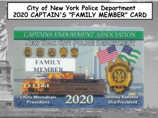 2x 2020 Nyc Police Captains Cea " Family Member " & Card - Not Pba Sba Dea Lba