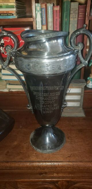 Antique Sterling Trophy American Legion Commander Trophy Award Legion Number 38