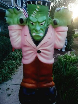 Vintage Blow Mold Large Frankenstein Monster Halloween Lighted Yard Decoration