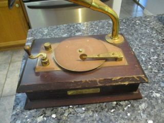 Vintage Wood Brass Music Box Victrola Gramophone Record Player Parts 2