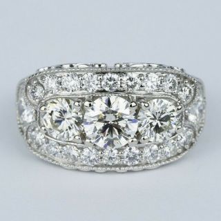 Vintage Art Deco Engagement Wedding Ring 2 Ct Round Diamond 14k White Gold Over