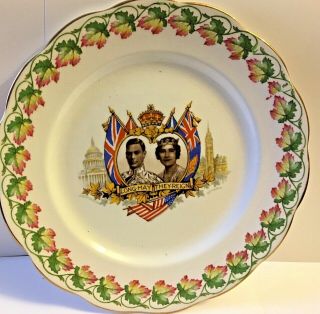 Vintage King George Vi & Queen Elizabeth 1939 Commemorate Plate Royal Albert