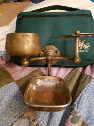Vintage,  Antique Brass Wall Mount Toothbrush,  Cup,  Soap Holder
