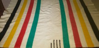 Antique Vintage 1934 - 1940 Hudson Bay Blanket Wool W/ Label 3 1/2 Point - Very Nic
