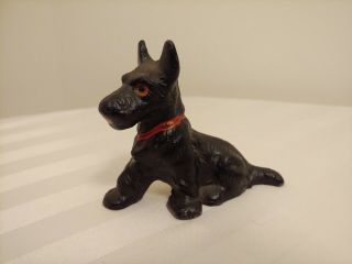 Vintage Hubley Cast Iron Black Scottie Dog Paperweight 3 " Tall