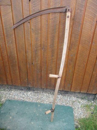 Vintage Antique 57 " Long Scythe Hay Grain Sickle Farm Tool Blade Is 28 " Long