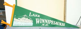 Vintage Felt Pennant - Lake Winnipesaukee,  Nh,  With Steamboat Logo