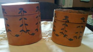 Painted Wooden Trinket Boxes,  Hand Crafted,  Terra Cotta Color