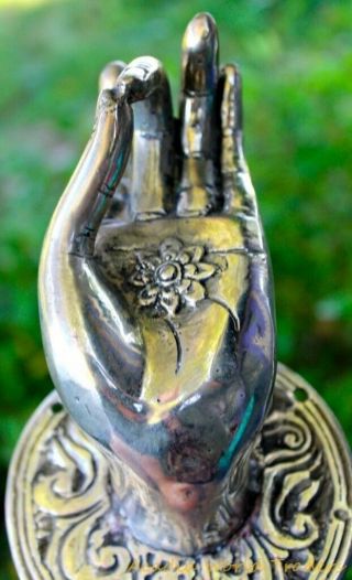Buddha Hand Mudra Door Handle Knob Solid Bronze Bali Art Left
